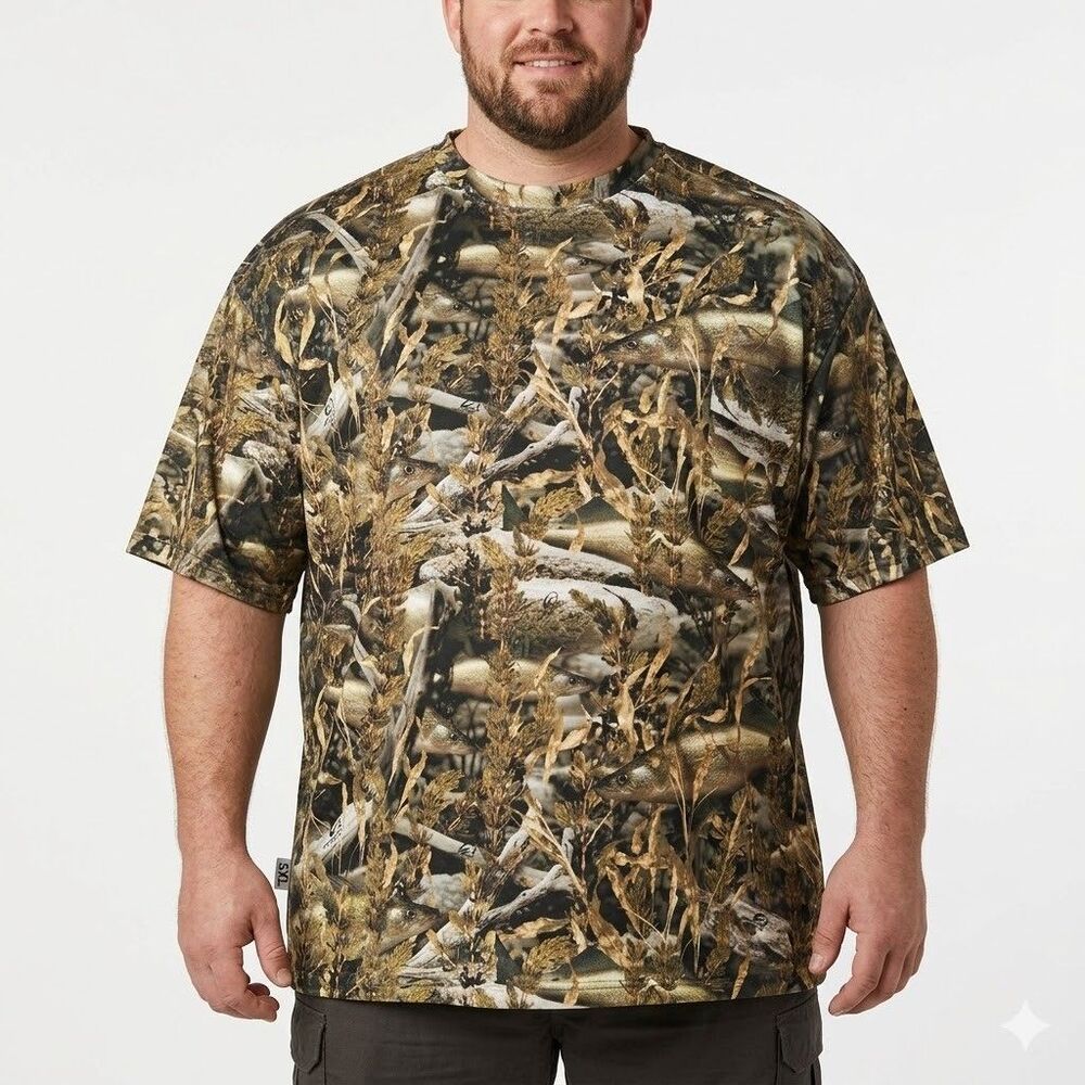 Oversize Outfitters Camo Pocket T-Shirt Men's 5X Fishouflage Walleye Camouflage